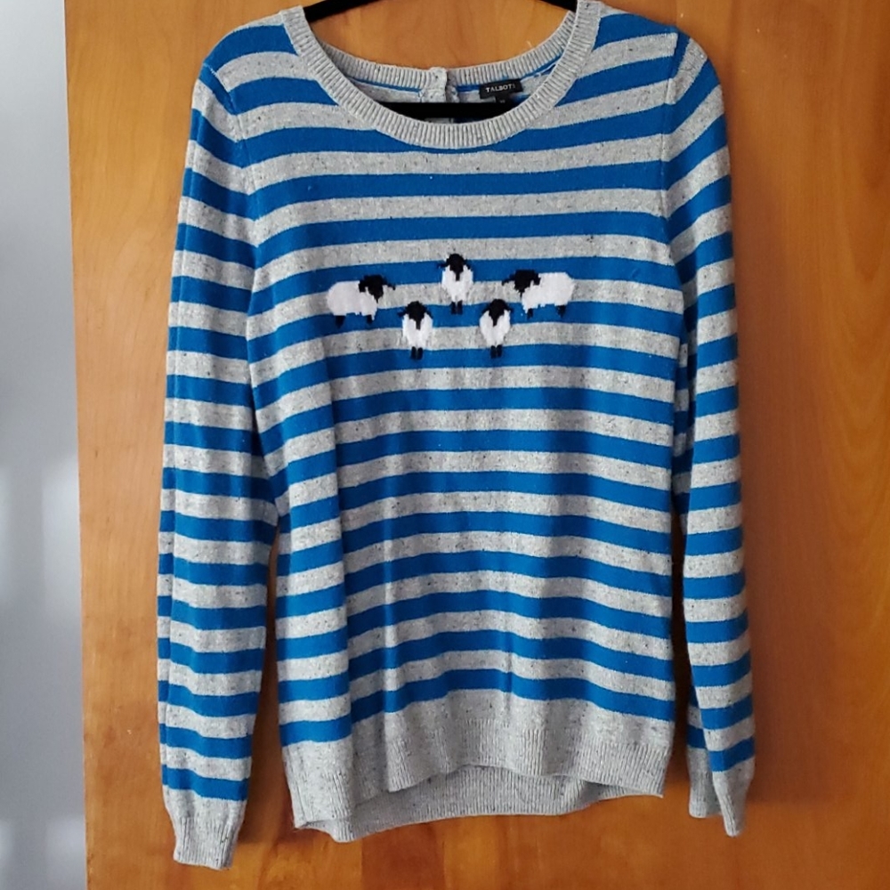 Talbots blue and gray striped sweater- XL